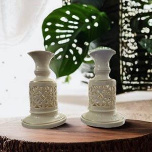 LENOX "Versailles Gold" 2 Pierced Taper Candlestick Holders